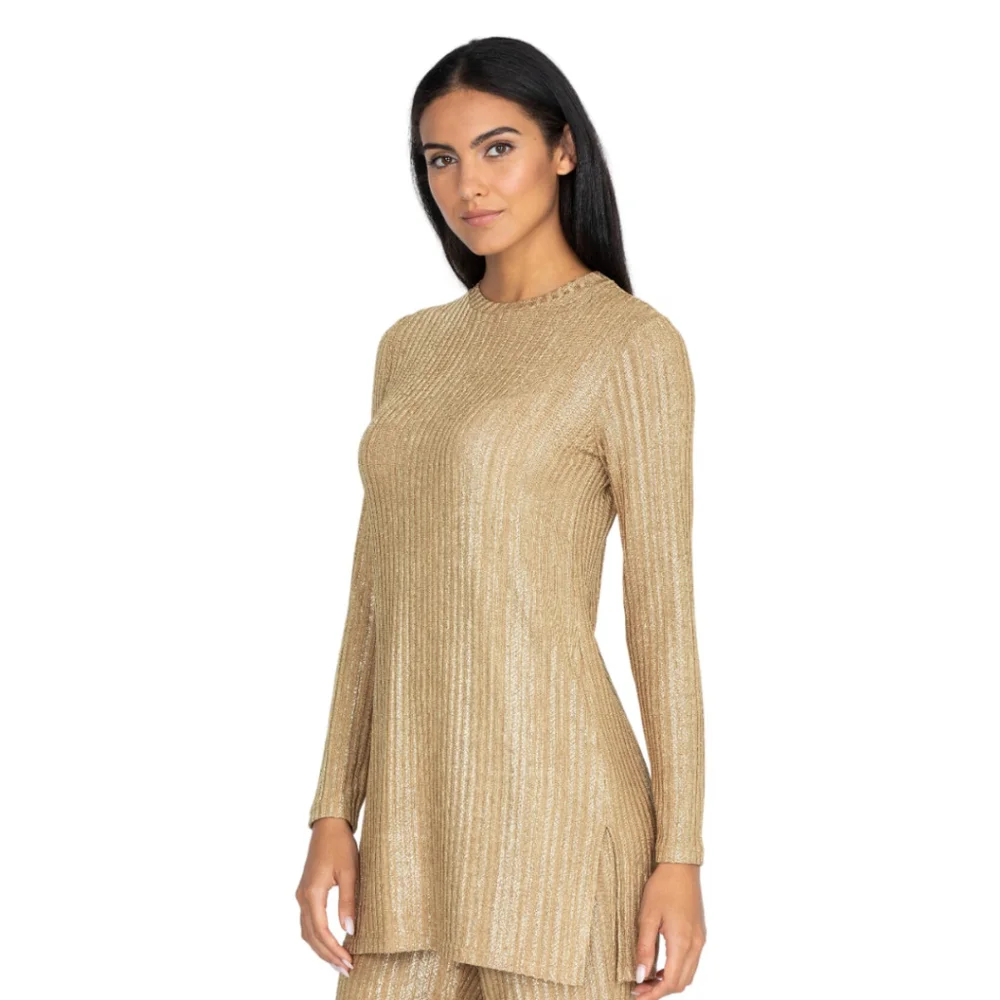Johnny Was Midnight Tunic Gold Knit Top -Small
